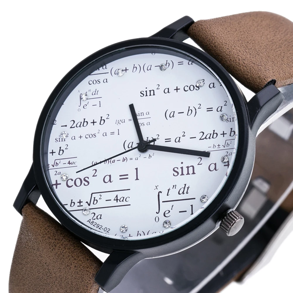  2018 Women Men Watches Casual Fashion Faux Leather Band Geometric Equation Couple Watch Men Women Quartz Wrist Watch Clock Gift