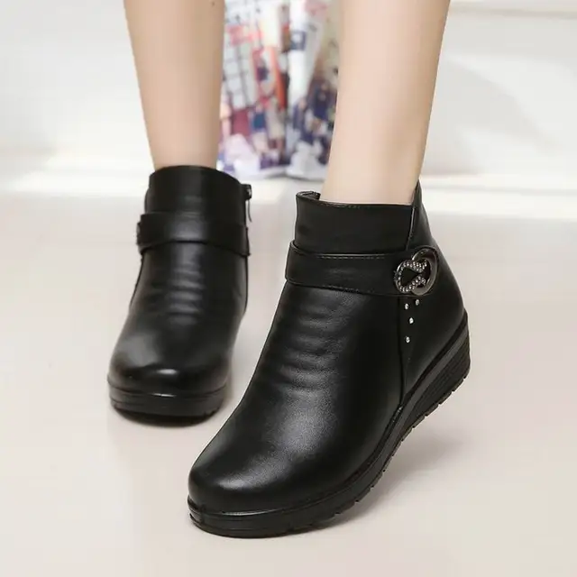 Nice Snow Boots Shoes Women Soft Leather Winter Boots