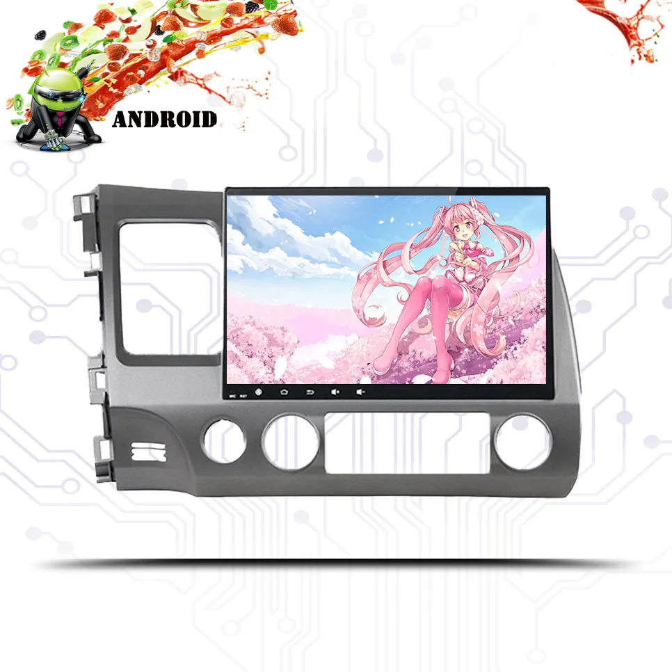 Discount 2 din 4+64GB Android 9.0 Car dvd Head Unit 10.1 inch for Honda Civic 2006-2011 HD GPS Radio tape recorder RDS BT wifi Head Unit 2