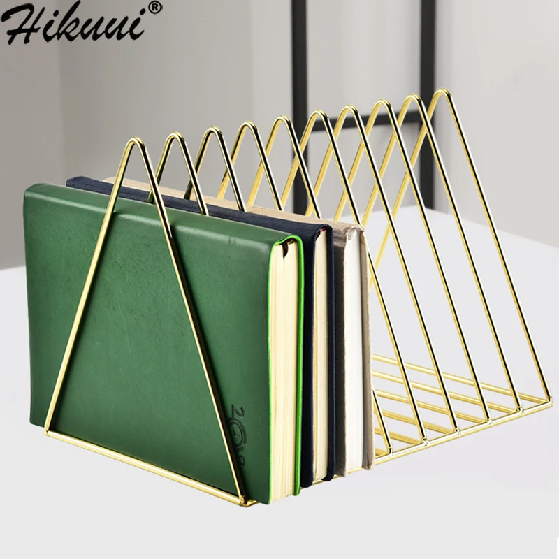 

10' Iron Metal Book Shelf Storage Desk Holder Stand Bookend Geometry Rack Home Newspapers And Magazines Office Organization