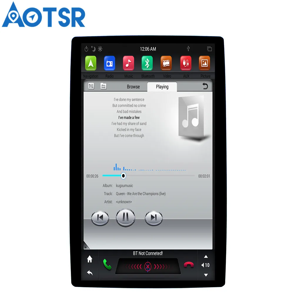 Top Aotsr 12.8" Tesla Vertical screen Android 8.1 universal car multimedia radio No DVD player For Toyota / Nissan / Suzuki / Lexus 2