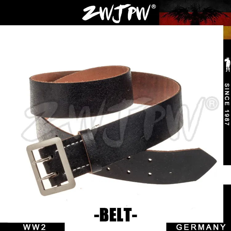 

WW2 Vintage Black Leather Belt Equipment MILITARY OFFICER LUGER DE/403101