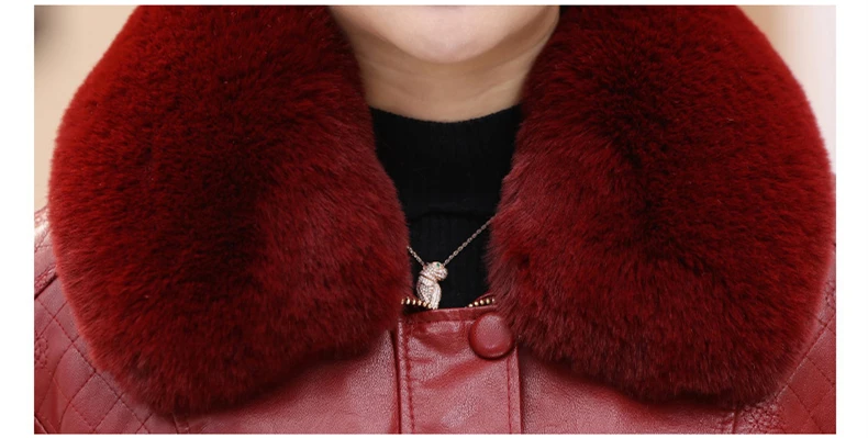 Middle Aged Women Winter Leather Jacket Short Padded Coat Artificial Fur Collar Jackets For Old Women Winter Coat 2018 New CH741 (11)