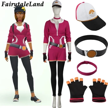 

adult women Halloween costumes Pokemon GO shirt red team uniform red Female pokemon pocket monster Trainer cosplay costume hat