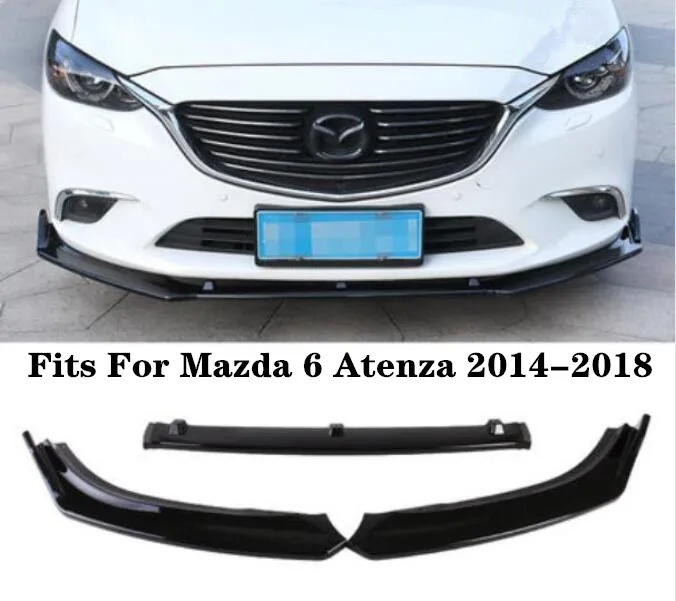 

High Quality ABS Paint Car Bumper Front Lip Spoiler Diffuser 3pcs/Set Fits For Mazda 6 Atenza 2014 2015 2016 2017 2018 BY EMS