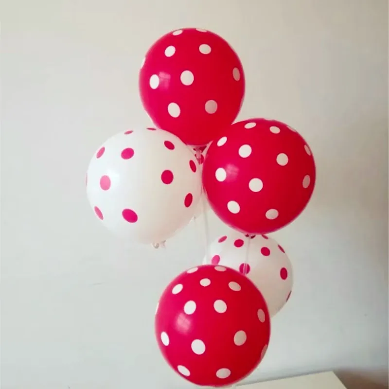 

Red wave point latex balloons 30pcs/lot12 inch round white baloon inflatable wedding decorations helium ballons birthday party