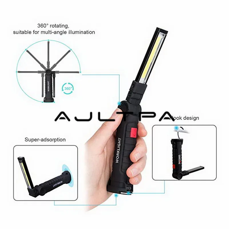 Luzes de Trabalho Modos de Iluminação Lâmpada de Inspeção para Reparo de Carro Led com Base Recarregáveis Magnética Ultra Brilhante Cob Lanterna 5 4 modos de iluminação, ultra brilhante, cob, lâmpada de inspeção, reparo do carro