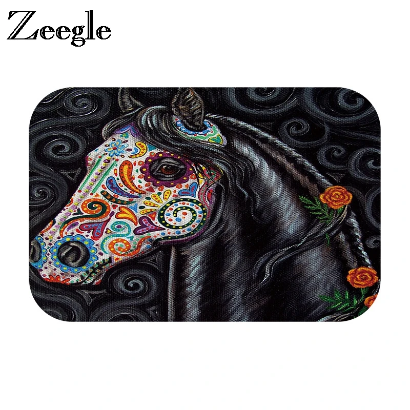 

Zeegle Horse Rug Flannel Door Mats Outdoor Anti-slip Mats For Hallway Kids Bedroom Carpet Bedside Foot Mat Absorbent Kitchen Rug