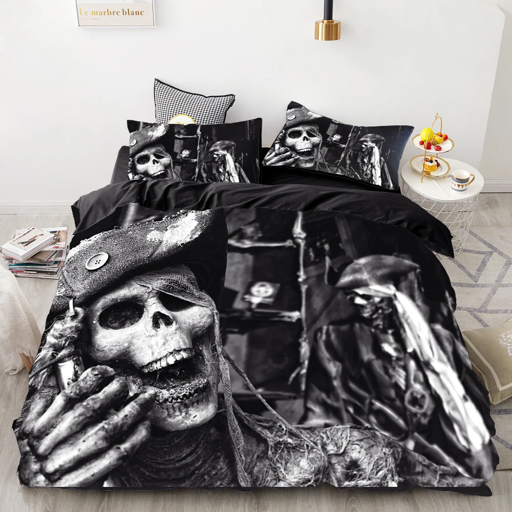 luxury Bedding Sets 3D Custom,Duvet Cover Set Queen/King,Quilt/Blanket Cover Set,3 PCS Bed se,dark pirate skull bed linen - Цвет: 03