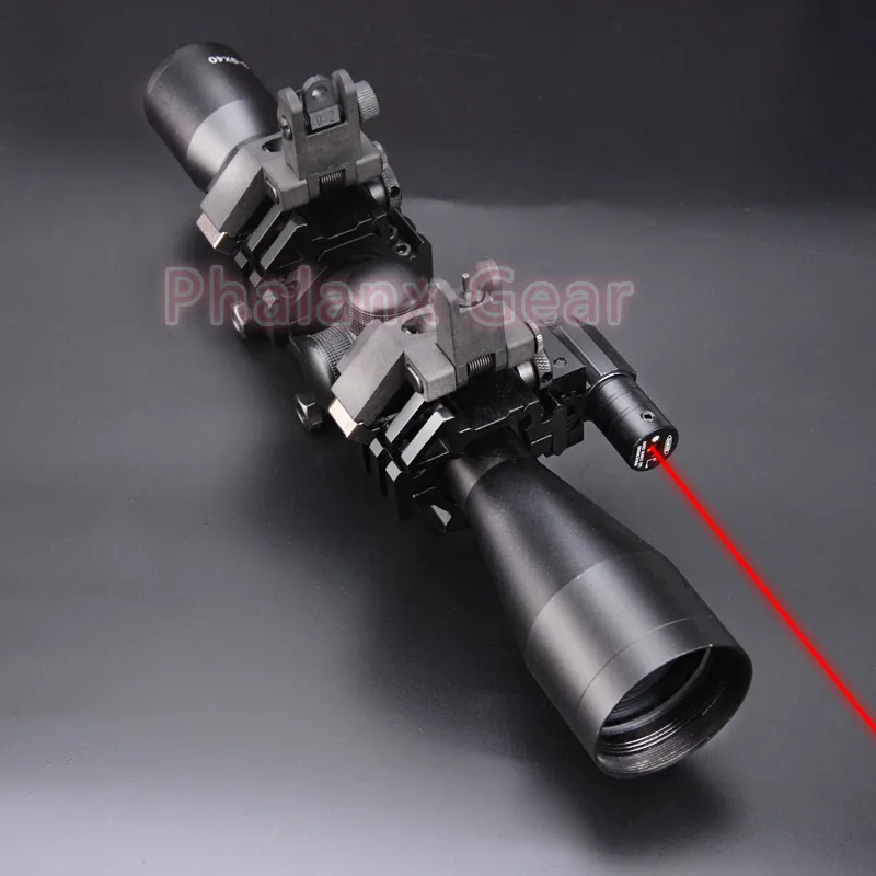 

5 in 1 NEW 3-9x40 Hunting Scope Optics +QD 3 Side Rail Mounts for Rifle Airsoft + tactical powerful lase +AR-15 Front Rear Sight