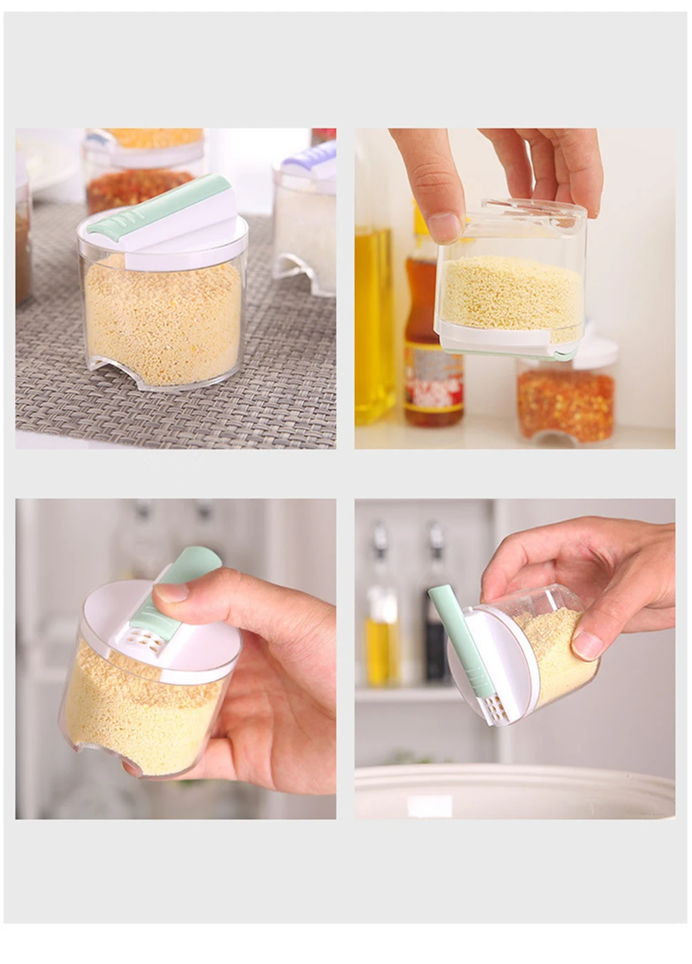 Kithcne Organizer Transparent Seasoning Cans Kitchen Cylindra Spice Rack Condiment Bottles Pepper Shakers Box3