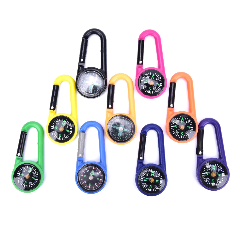 New 2in1  carabiner with compass Outdoor Camping Hiking Compass Key Ring Snap Hook KeyChain Survival Tool