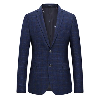 

Classic Plaid Blazer Men 2018 Spring New Slim Fit Long Sleeve Casual Blazer Jacket Plus Size Formal Business Suit Coat Male
