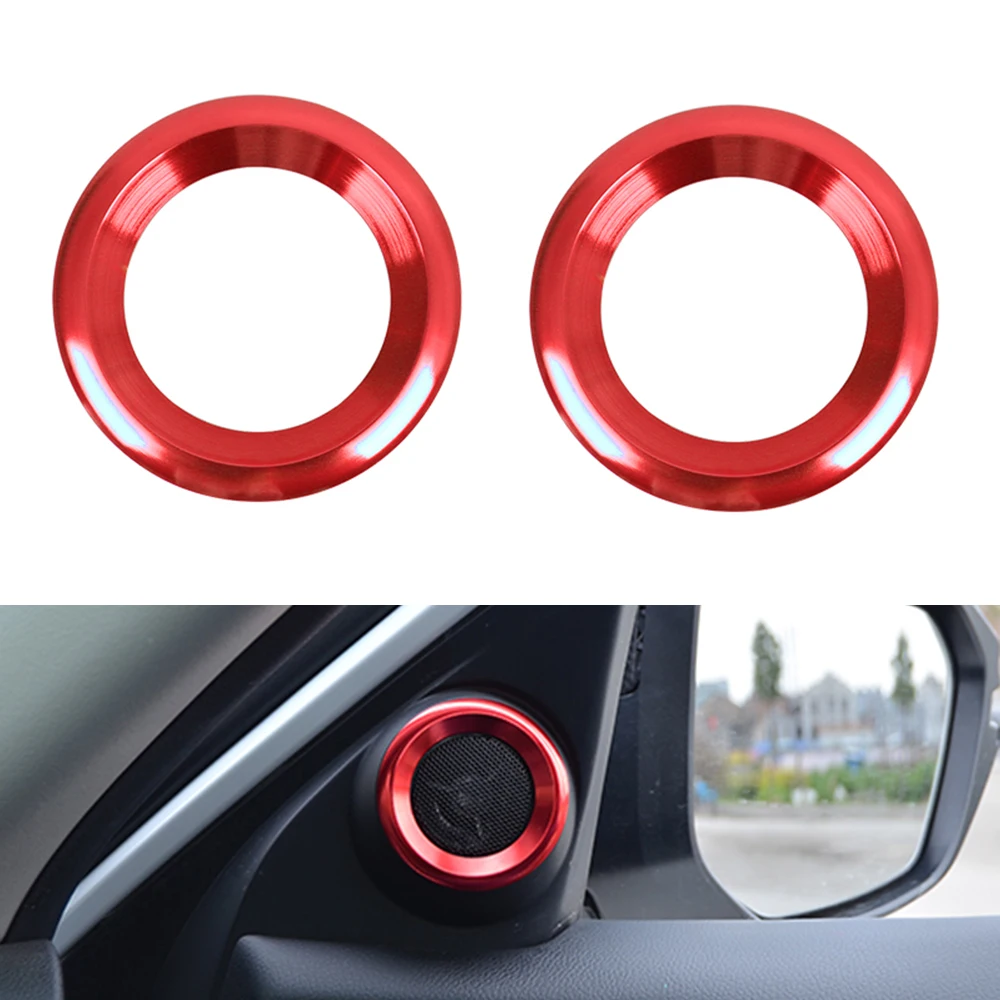 1x Decorations Circle Trims Loudspeaker Anodized Aluminum Car Door Audio Speaker Rings Trims for Honda Civic