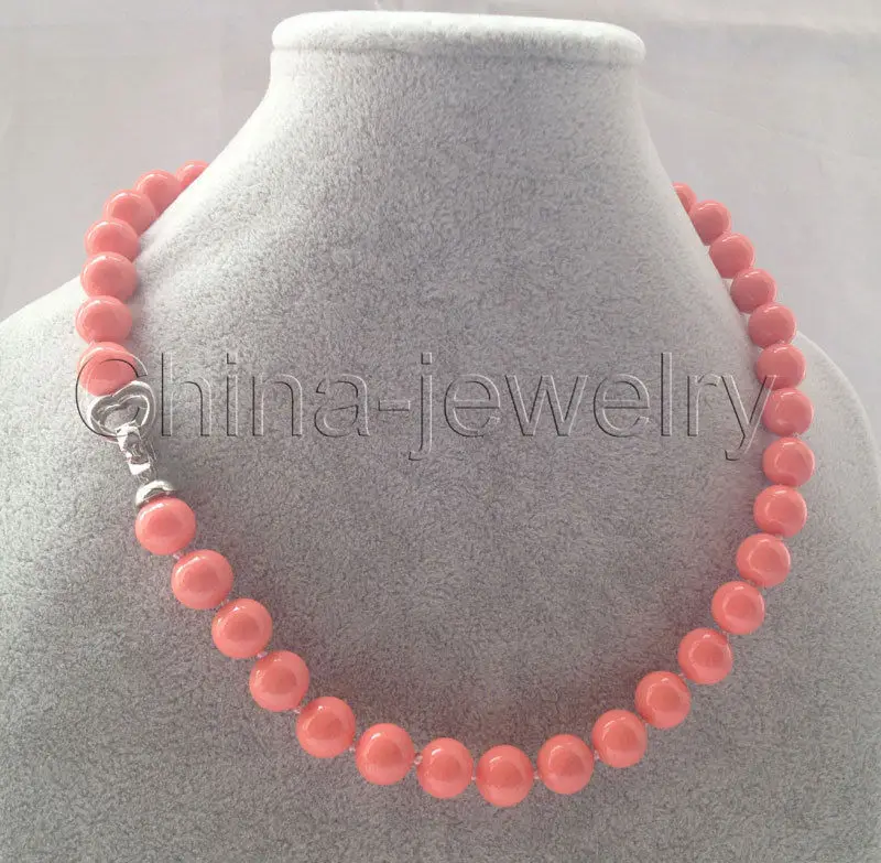 

Beautiful 18" 10mm perfect round pink coral color south sea shell pearl necklace^^^@^Noble style Natural Fine jewe FREE SHIPPING
