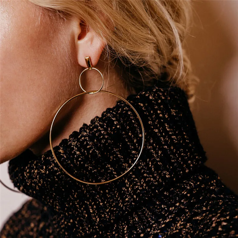 1 Pair Jewelry Hoop Earring Simple Elegant Women Earrings Geometric Round Circle Ear Stud | Украшения и аксессуары