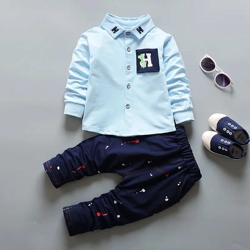 

BibiCola Newborn Baby Boy Clothing Sets Baby Boys Long Sleeve Tops T-shirt +Pants Gentleman Suit Kids Outfits Children Clothing