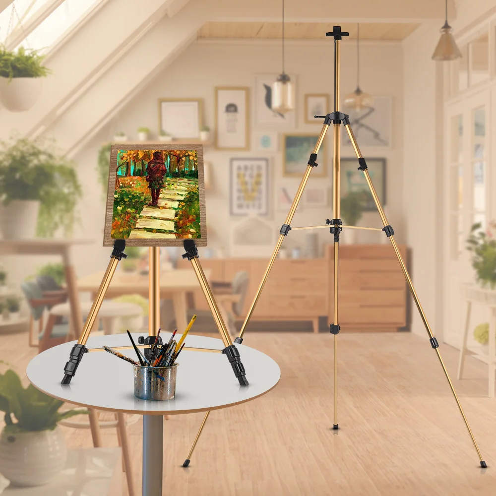 

19''-55'' Aluminum Easel Stand Lightweight Tripod Adjustable Height Sturdy Field Easel for Painting with Carrying Bag