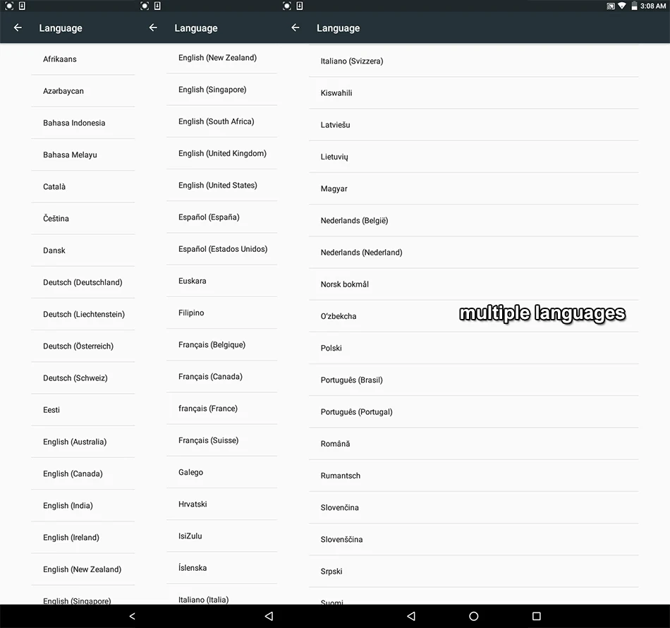 multiple languages