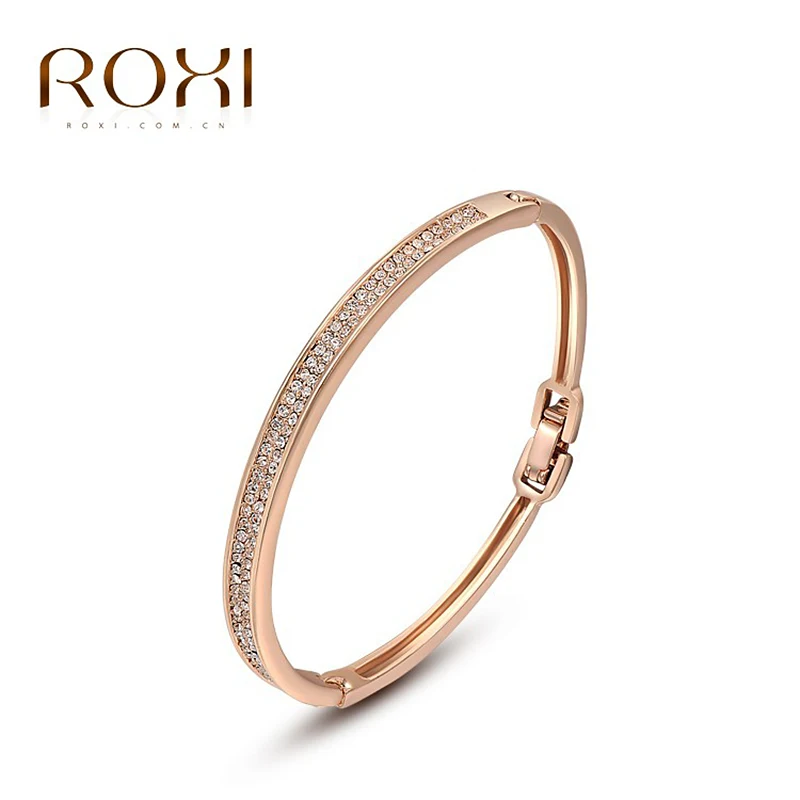 

ROXI Bracelet Austrian White Crystals Fashion Luxury Big OFF Party Rose Gold Color bracelets bangles Jewelry brazaletes pulseras