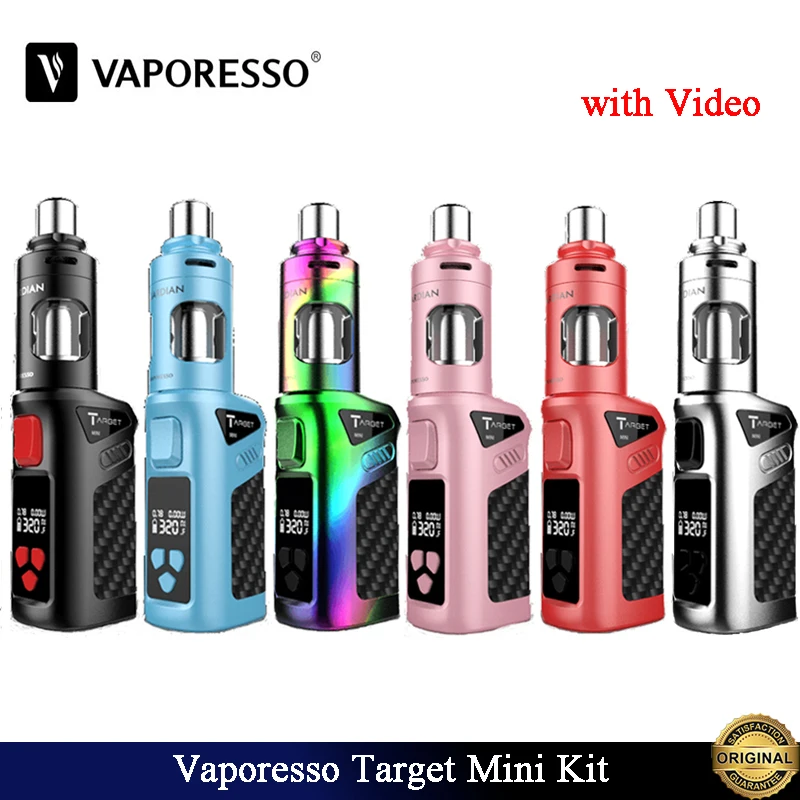 

Original Vaporesso Target Mini Kit With E Cig 40W Target Mini TC Box Mod and 2ml Guardian Tank 1400mAh Built-in Battery Vape