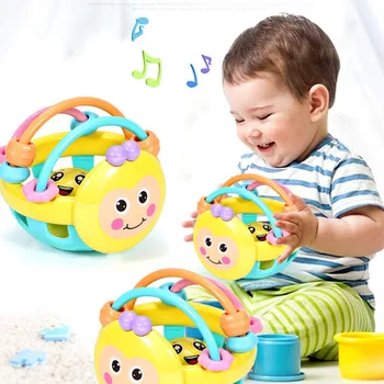 

1 Pc Soft Rubber Cartoon Bee Hand Knocking Rattle Dumbbell Baby Learning Education Toys Gifts