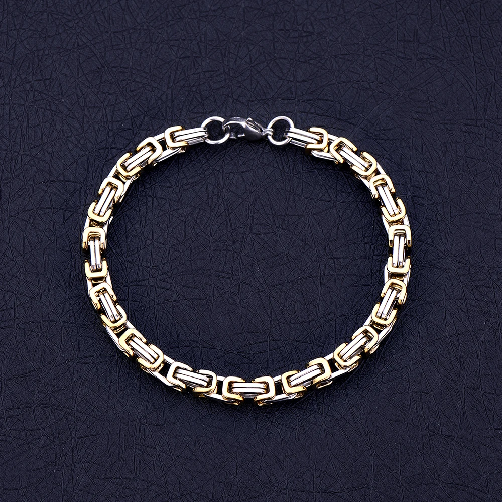Новое поступление 316L титановая сталь 5 мм серебро золото черный цвет император браслет цепочка модные украшения для мужчин длина 20 см браслеты