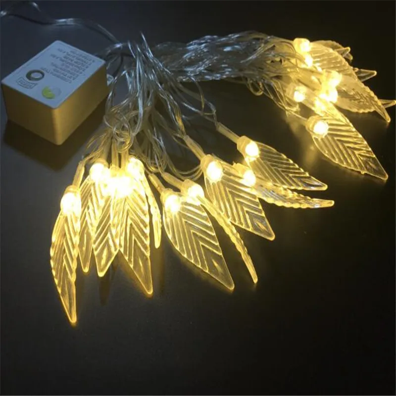 

EU US Plug 4m 20leds Holiday lights plastic leaves LED light string Christmas Tree Wedding fairy garland Party Lawn Decoration