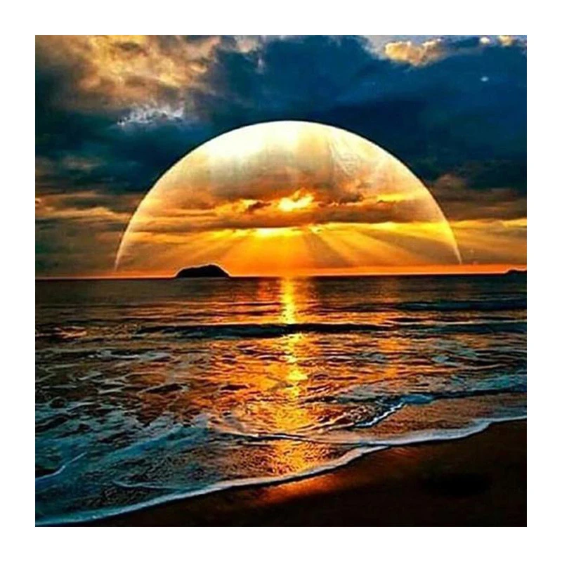 

Full Square drill 5D DIY Diamond Embroidery beach sunset landscape Diamond Painting Cross Stitch Rhinestone Mosaic decor