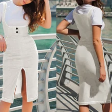 Летняя женская юбка модные плечевые ремни плиссированные женские юбки темперамент ремень Сплит миди повседневные юбки