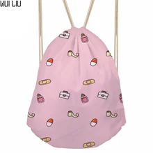 Женская сумка на шнурке с рисунком из мультфильма для девочек, маленькая сумка для покупок, детская Милая школьная сумка, дорожная сумка