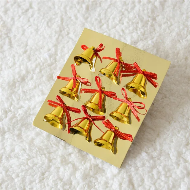 DIY мини золотые рождественские колокольчики, часы с бантом, буквенные открытки, Подвесные Украшения для рождественской елки, украшения, новогодние, вечерние, аксессуары для декора - Цвет: Насыщенный сапфировый