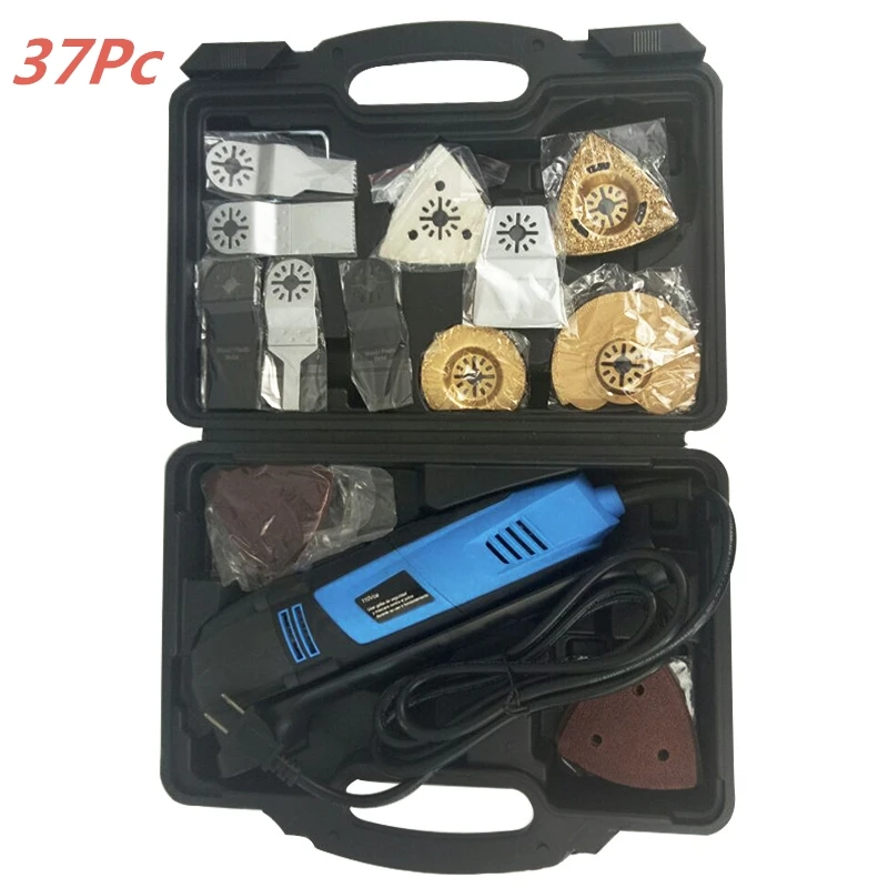 

110/220V Variable Speed Electric Multifunction Oscillating Tool Kit Multi-Tool Power Tool Electric Trimmer Saw w/ Accessories TV
