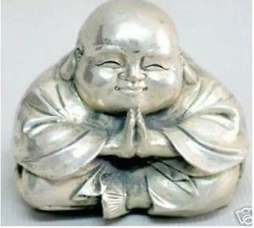 

Collection Wonderful Luck tibet Silver-gilt Buddha Pray Statue wholesale 2PCS factory BRASS Arts outlets