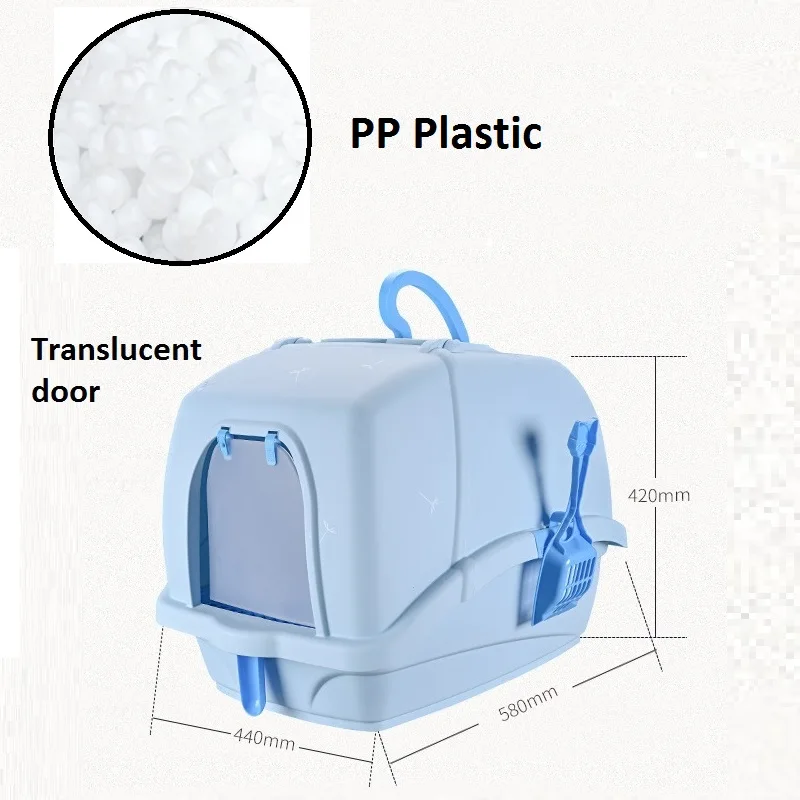 Big Size Cat Litter Box , Easy Clean Fully Enclosed Cat Toilet , Reduce Litter Scatter Up to 95% , w/ Shovel & Sand Drain Pedal