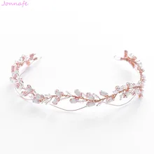 Jonnafe 2019 subió oro cristal boda Tiara nupcial hecho a mano corona del pelo de la venda accesorios mujer joyería de pelo