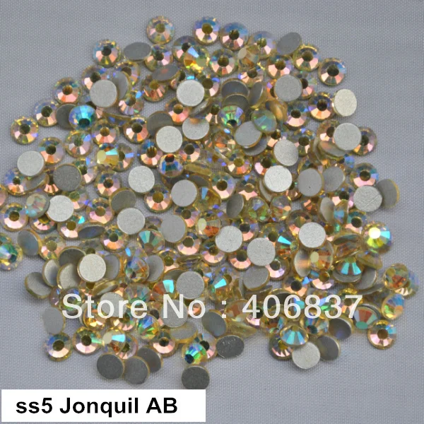 

Free Shipping! 1440pcs/Lot, ss5 (1.7-1.9mm) Jonquil AB Flat Back Nail Art Glue On Non Hotfix Rhinestones