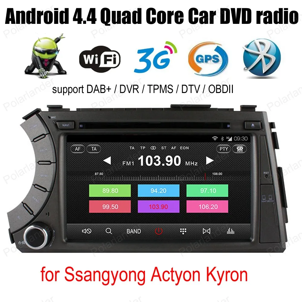 Android4 4 Quad Core Car CD DVD player For Ssangyong Actyon Kyron Support font b TPMS