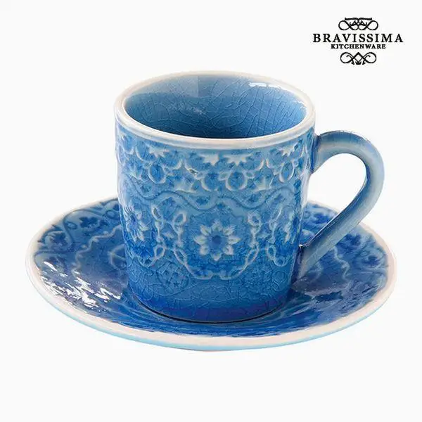 Кружки с блюдцем фарфоровые синие от Bravissima kitchen | Дом и сад