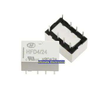 

5pcs HFD4/24 relay HFD4-24VDC Monostable two sets of conversion 8 feet 0.5A125VAC