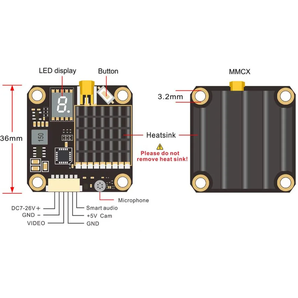 AKK FX2-Dominator поддержка Smart audio 250 мВт/500 МВт/1000 мВт/2000 МВт переключаемая мощность и OSD конфигурация с выходом 5 В с микрофоном