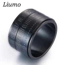Liumo Модный черный золотой серебряный цвет 14 мм широкий римские цифры Spinner повернуть 316L нержавеющая сталь для мужчин кольцо Lr435
