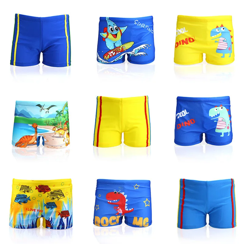 

Summer Cartoon Printed Boys Swimming Trunks Kids Thin Beach Swimmsuit Boy Boxer Suits Swimwear Plus Size Men underwear