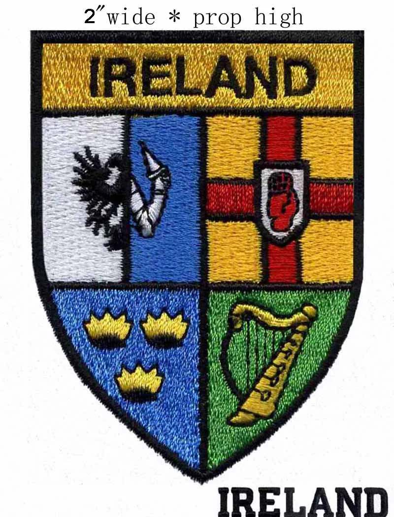Irish Shield Flag 2.0" wide embroidery patch for ropa moto/embroidered