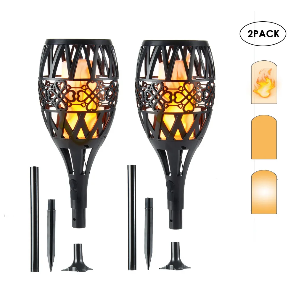 

2 PCs Solar LED Flame Lamp 96 LEDs Dancing Flickering Torch Light Solar/USB Power Fire Light Outdoor Waterproof Garden Lawn Lamp