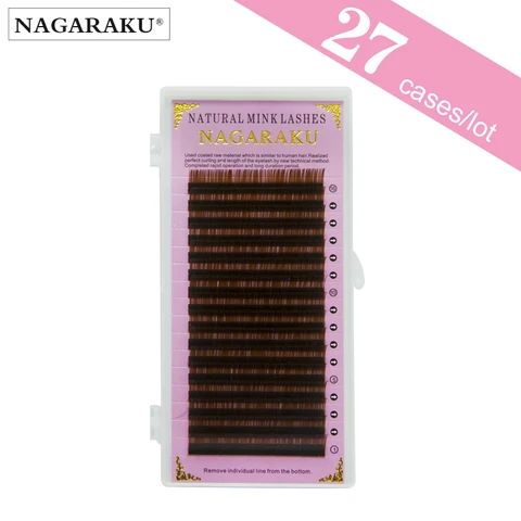 Cases por Atacado Nagaraku Marrom 16 Linhas Cílios Extensão Vison Sobrancelha Extensões Beleza Maquiagem 27 Luz Cor
