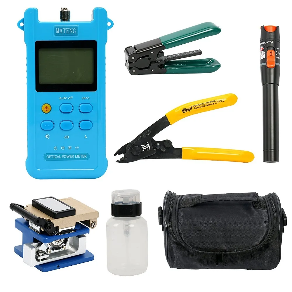

Jyttek Ftth Fiber Optic Tool Kits with FC-6S Cleaver Optical Power Meter Visual Fault Locator Cable Stripper