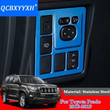 QCBXYYXH Car Styling Stainless Steel Headlight Switch Button Sequins Dedicated Interior Chrome Trim Cover For Toyota Prado 2018