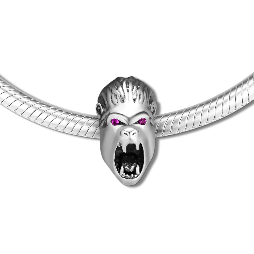 Подходит для Pandora Charms браслеты Orang Head Beads 100% Стерлинговое Серебро 925 пробы