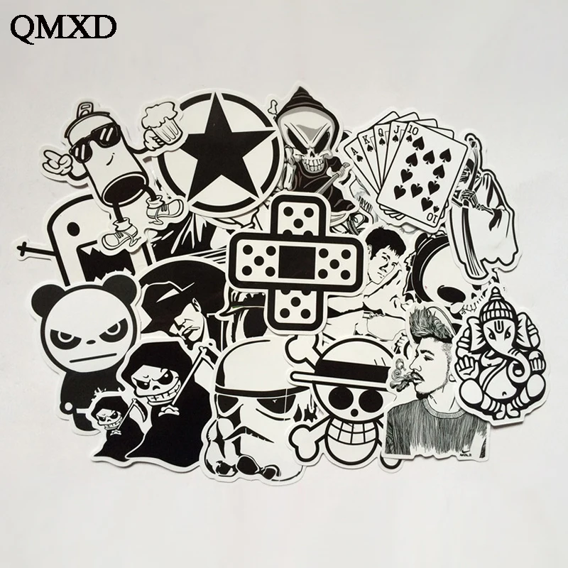 QMXD 60 PcsBlack и белый Прохладный DIY наклейки для Скейтборд ноутбука Чемодан сноуборд